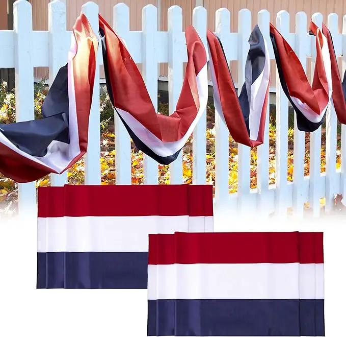 EBaokuup 2 Pack 20x2 Ft American Flag Bunting-4th of July Banner Decor Red, White & Blue Stripe Flag-Large Patriotic Bunting US Flag Decorations for Independence Day Outdoor Porch Garden