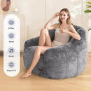 MAXYOYO Bean Bag Chair, Comfy Bean Bag Sofa with Back Support, Faux Fur Bean Bag Chair for Adults and Kids, Stuffed Floor Sofa for Living Room, Bedroom, Apartment, Grey by CozyNest Decor