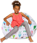 Posh Creations Bean Bag Chair for Kids, Teens, and Adults Includes Removable and Machine Washable Cover, Canvas Multi-Colored Hearts on White, 38in - Large by TinyTreasures Baby Boutique