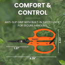 Saboten Japan 6.3" Automatic Japanese Harvesting Shears - Fine-Tipped Angled Blade, Magnetic Springless Action, Stainless Steel with Fluorine Coating, Ergonomic Grip - forest Originals, Made in Japan by GreenHaven Gardens