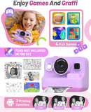 Instant Print Camera for Kids, Christmas Birthday Gifts for 3-12 Year Old Girls Boys, 2.4in Screen 1080P Video Digital Camera Toys for Kids Age 4 5 6 7 8 9 10 with 3 Rolls Print Paper 32G Card by TinyTreasures Baby Boutique