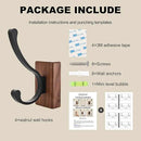 6 Pack Wooden Wall Hooks for Hanging, Adhesive Mounted & Wall Mount Nature Wood Coat Hooks for Towel Clothes Blanket Hat Backpack Robe Nursery Door Board Entryway Key Holder by CozyNest Decor