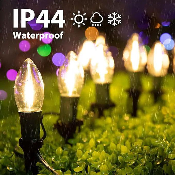 C9 Christmas Lights Outdoor, 4 Packs Total 102.8 Ft 80 Bulbs Christmas Pathway Lights, Waterproof Walkway Lights for Outside Driveway Sidewalk Outdoor Christmas Decorations Yard, Clear, photo 2 of 7