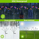 VOTTGO Halloween Solar Lights Outdoor, 8 Pack 48LED Scary Solar Eyeball Pathway Lights, 2 Modes Waterproof Swaying Solar Firefly Lights for Garden Yard Pathway Halloween Decorations, Purple + Orange