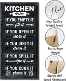 Hanging Kitchen Rules Wood Decor Sign, Rustic Kitchen Wooden Signs, Printed Wood Wall Art Sign, Kitchen Door Rules Rustic Sign, Hanging Wood Sign Kitchen Decor, Funny Farmhouse Kitchen Wall Décor A1 by CozyNest Decor