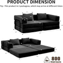 78" W Loveseat Sofa, 4 in 1 Convertible Floor Sofa Bed, Boneless Cloud Couch with Cup Holder, Fold Out Floor Couch, Loveseat Recliner Sleeper for Living Room Bedroom Lounge(Corduroy, White) by CozyNest Decor