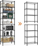 8 Tier 2000 lbs Storage Rack Metal Wire Shelving Unit, Storage Standing Shelf Organizer for Laundry Bathroom Kitchen Pantry Closet Garage Basement Utility Room, Black 13.8" D x 23.6" W x 79.5" H by CozyNest Decor