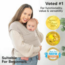 KeaBabies Baby Wrap Carrier - All in 1 Original Baby Carrier Newborn to Toddler Sling, Easy to Wear, Hands Free Bonding, Lightweight, Breathable Infant Wraps (Stone Gray) by TinyTreasures Baby Boutique