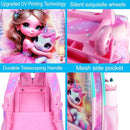 gxtvo Girls Rolling Backpack, Cute Unicorn Roller Wheels Kids Bookbag - Wheeled Elementary School Bag by TinyTreasures Baby Boutique