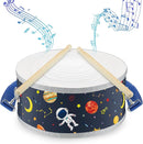 Boao 1 Pc Kids Drum Set, 8 Inch Toddler Drum Wooden Toy with Adjustable Strap and 4 Drumsticks, Educational Sensory Musical Instrument for Toddlers Kid Baby Boys Girls Gift (Space) by TinyTreasures Baby Boutique
