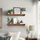 16"x6.8"x1.6" Slanted Floating Wall Shelves 2-Pack - Rustic Brown Finish, Heavy-Duty Solid Wood Design with Hidden Brackets - Perfect for Living Room, Kitchen, Bathroom, or Office by CozyNest Decor