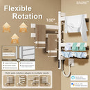 ENZE Smart Rotating Heated Towel Rack for Bathroom, Wall-Mounted Electric Towel Dryer with Swivel Bars, Smart Timer, Low Carbon Steel, IPX5, Plug-in/Hardwired, Towel Warmer with Wi-Fi App Control by TinyTreasures Baby Boutique