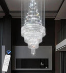 Flashing God D32 x H79'' Modern Crystal Chandelier for High Ceiling Large Foyer Chandeliers Large Raindrop Chandelier for Foyer Living Room Entryway Staircase Villa by CozyNest Decor