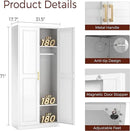 71" Metal Armoire Wardrobe Closet with 2 Doors, Tall Wardrobe Cabinet with Hanging Rod and Adjustable Shelves, White Clothing Storage Cabinets for Bedroom, Laundry Room, Home Office by CozyNest Decor