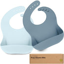 KeaBabies 2-Pack Silicone Baby Bibs for Eating - Sturdy Food-Grade Silicone Bibs for Babies Girl, Boy, Large Food Catcher, Clean & Put On Easily, Waterproof Toddler Feeding Essentials (Ocean) by TinyTreasures Baby Boutique