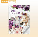 Custom Baby Crib Bedding Set, 5 Pcs Personalized Name Baby Crib Sets for Infant Toddler, Floral Horse Nursery Bedding Set for Baby Girls, Double Layer Baby Bedding Sets, Gifts for New Parents by TinyTreasures Baby Boutique