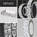 Buccleuch Modern Crystal Chandelier, Dimmable LED Ceiling Light Fixture 5-Ring Adjustable Stainless Steel Pendant Light, Silver Crystal Chandeliers for Dining Room, Bedroom, Living Room - Cool White by CozyNest Decor