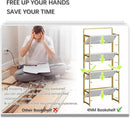 4NM No Assembly Foldable Bookshelf, 4-Shelf Collapsible Bookcase Storage for Small Spaces, 54" H, White and Golden by CozyNest Decor