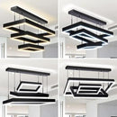 Modern 3 Rings Rectangle Chandelier for Living Room - Adjustable Height Luxury Foyer Lighting Fixture for High Ceiling, Hanging Dining Room LED Pendant Light by CozyNest Decor