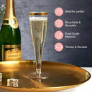 Prestee 48 Disposable Plastic Champagne Flutes with Gold Rim Glitter - Clear Toasting Glasses for Mimosa, New Year’s Eve Party, and Elegant Celebrations - Premium Quality Disposable Stemware by CozyNest Decor