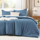 Litanika Comforters Queen Size Ocean Blue, 3 Pieces Lightweight Solid Bedding Set & Collections, All Season Fluffy Bed Set (90x90 Inches Comforter & 2 Pillowcases) by CozyNest Decor
