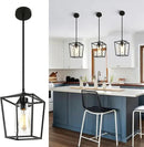 3 Pack Black Pendant Lights for Kitchen Island, 1-Light Farmhouse Metal Pendant Light Cage Kitchen Hanging Light Fixtures with Clear Glass Shade for Dining Room, Entryway, Hallway, Foyer by CozyNest Decor