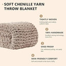 L'AGRATY Chunky Knit Blanket Throw: 80''x90'' Chenille Chunky Knitted Throw Blankets for Bed Couch - Handmade Thick Big Cable Knit Blanket - Large Crochet Rope Blankets for Home Decor(Light Taupe) by CozyNest Decor