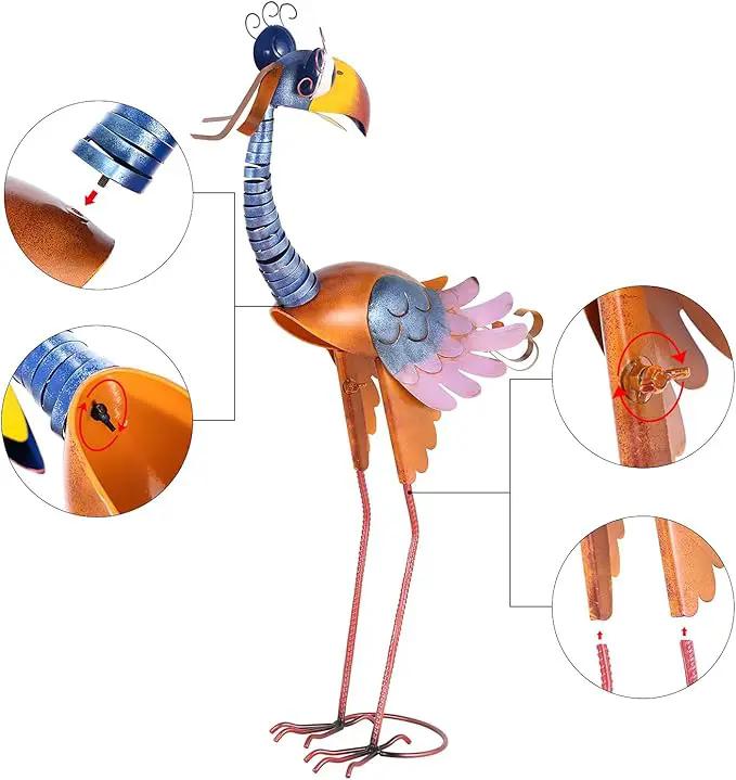 Tooarts Metal Garden Bird Statue Standing Animal Backyard Ornaments Outdoor Sculpture for Lawn Patio Art Decoration, photo 4 of 7