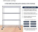 60"x24"x72" PRIME HEAVY DUTY Chrome 4-Tier Wire Shelving NSF 2400 LBS MAX Capacity Storage Rack for Commercial, School, Home, Garage, Warehouse, Industrial, and Hospital Uses (with Wheels) by CozyNest Decor