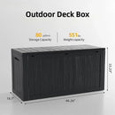 80 Gallon Deck Box, Outside Storage Box Waterproof for Outdoor Cushion Storage, Garden Tools, Resin Outdoor Storage Box, Black by CozyNest Decor