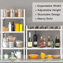 Expandable Cabinet Storage Shelf Stackable Organizer Rack for Kitchen Bathroom Pantry Spice Cupboard Coffee Countertop Home Office Desk Heavy Duty Nonslip White Small 2 Packs by CozyNest Decor