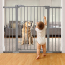 BABELIO 36 Inch Tall Metal Baby Gate, 29-48" Auto Close Pressure Mounted Dog Gate, Gray by TinyTreasures Baby Boutique