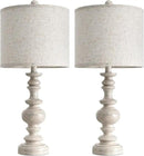 BOBOMOMO 24" Farmhouse Resin Table Lamp Set of 2, Vintage Lamps for Living Room Bedroom with Linen Shades, Traditional Rustic Bedside Lamps Retro Table Lamps for Living Room, Bedroom, Office by CozyNest Decor