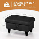 Ottoman Rectangular Storage Ottoman Bench, Flannel Footrest Stool Footstool with Lid for Living Room, Bedroom, Entryway, Black, 28.5"x19"x17.5" by CozyNest Decor