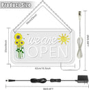 Neon We are Open Signs for Business, 16.5x9'' Open Sign with Printed Flower and Sun, with ON/OFF Switch & Adapter, Daylight White, Ideal for Window, Party, Wall, Bars, Coffee Shops, Salons, Clubs, Hotels by GreenHaven Gardens