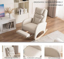 Rocking Chair Nursery,Modern Glider Chair with Adjustable Footrest and Solid Wood Legs,High Backrest Nursery Chair with Side Pocket,Rocker Armchair for Living Room Bedroom Cotton Linen, Beige by TinyTreasures Baby Boutique