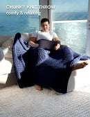 YnM Chunky Throw Blanket, Medium-Weight, Hand Knitted, Skin Friendly, Ventilated and Breathable, Machine Washable, Home Décor Piece for Couch, Sofa and Bed (Indigo Blue, 60x80 Inch) by CozyNest Decor