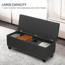 MoNiBloom 42 Inch Long Ottoman with Storage, Black Linen Foot Stool Upholstered Foam Padded Rectangular Fabric Tufted Bench Footrest for Living Room Bedroom Entry with 300 Lbs Capacity by CozyNest Decor