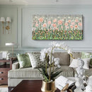 amatop Large Floral Wall Art Modern Abstract Flower Field Canvas Picture Botanical Artwork Rustic Wall Decor for Living Room Bedroom Pink Green Blooming Wildflower Forest Nature Art Print 48x24in by CozyNest Decor