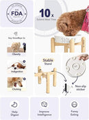 Ceramic Slow Feeder Dog Bowls Elevated for Small and Medium Breed with Wooden Stand, 1.5 Cups Dog Dishes to Slow Down Eating, Anti-Gulping Pet Feeding Dishes,White by CozyNest Decor