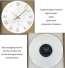 Round Marble Battery Wall Clock Modern 14 Inch White Minimalist Wall Clock for Kitchen Quartz Glass Slient Clock for Wall by CozyNest Decor