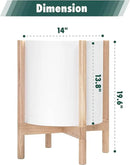 D'vine Dev Planter Pot with Stand - 14 Inch Plastic Cylinder Flower Pot with Wood Planter Holder for Indoor, Matte White Pot + Natural Stand, 55-C-S-1 by GreenHaven Gardens