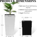 2Pcs 23in High Large Plant Pots Planter-Self-Watering,Modern Planter with Drain Holes,Water Level Monitor,Inner Bucket for Indoor/Outdoor Front Porch Patio,White Rattan