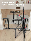 29.5-40.5" Baby Gate for Stairs, Dog Gate for Doorways, Walk Thru Auto Close Metal Baby Safety Gate for The House, Stairs and Doorways, Child Gate Pressure Mounted, Pet Gate for Dog Indoor - Black by TinyTreasures Baby Boutique