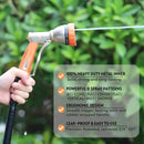 HOSUN Garden Hose Nozzle Sprayer Heavy Duty, 100% Metal Water Hose Nozzle with 8 Spray Patterns, High Pressure Hose Spray Nozzle with Non-Slip Grip for Watering Plant & Lawn, Washing Car & Pet, Orange by GreenHaven Gardens