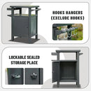 Domi Grill Carts Outdoor with Storage and Wheels, Whole Metal Portable Table and Storage Cabinet for BBQ,Deck,Patio,Backyard(Dark Grey) by CozyNest Decor