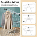 COSTWAY Clothes Drying Rack, Foldable 2-Level Laundry Drying Rack w/Height-Adjustable Wings, 33 Drying Rails & Sock Clips, Standing Large Drying Rack for Clothing, Indoor Outdoor Use by CozyNest Decor