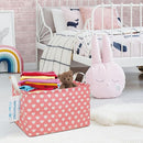 LANGYASHAN Rectangular Storage Bin Collapse Canvas Fabric Cartoon Storage Basket with Handles for Organizing Home Kitchen Boys and Girls Toys Office Closet Shelf Baskets (Rec pink heart) by TinyTreasures Baby Boutique