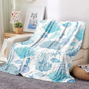 Blue Ocean Beach Throw Blanket Nautical Coastal Bed Blanket Starfish Seashell Coral Blankets Super Soft Flannel Fleece Throw Blanket for Couch Bed Decor “60 x80” by CozyNest Decor