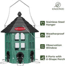Kingsyard Wild Bird Feeder for Outdoor Hanging, Recycled Plastic Bird Feeders with 6 Ports & U-Shape Perch, Garden Yard Outside Decoration, 3.5 lbs Seed Capacity, Green by GreenHaven Gardens